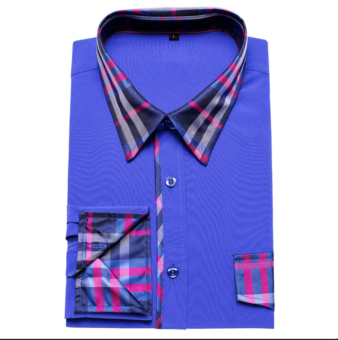 Blue Red Stitching Shirt- CY-1212 - SimonVon Shop