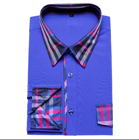 Blue Red Stitching Shirt- CY-1212 - SimonVon Shop