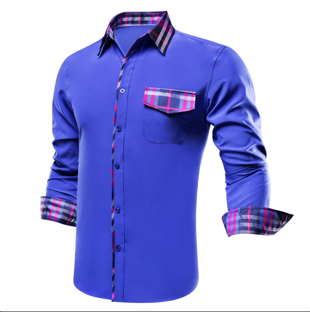 Blue Red Stitching Shirt- CY-1212 - SimonVon Shop