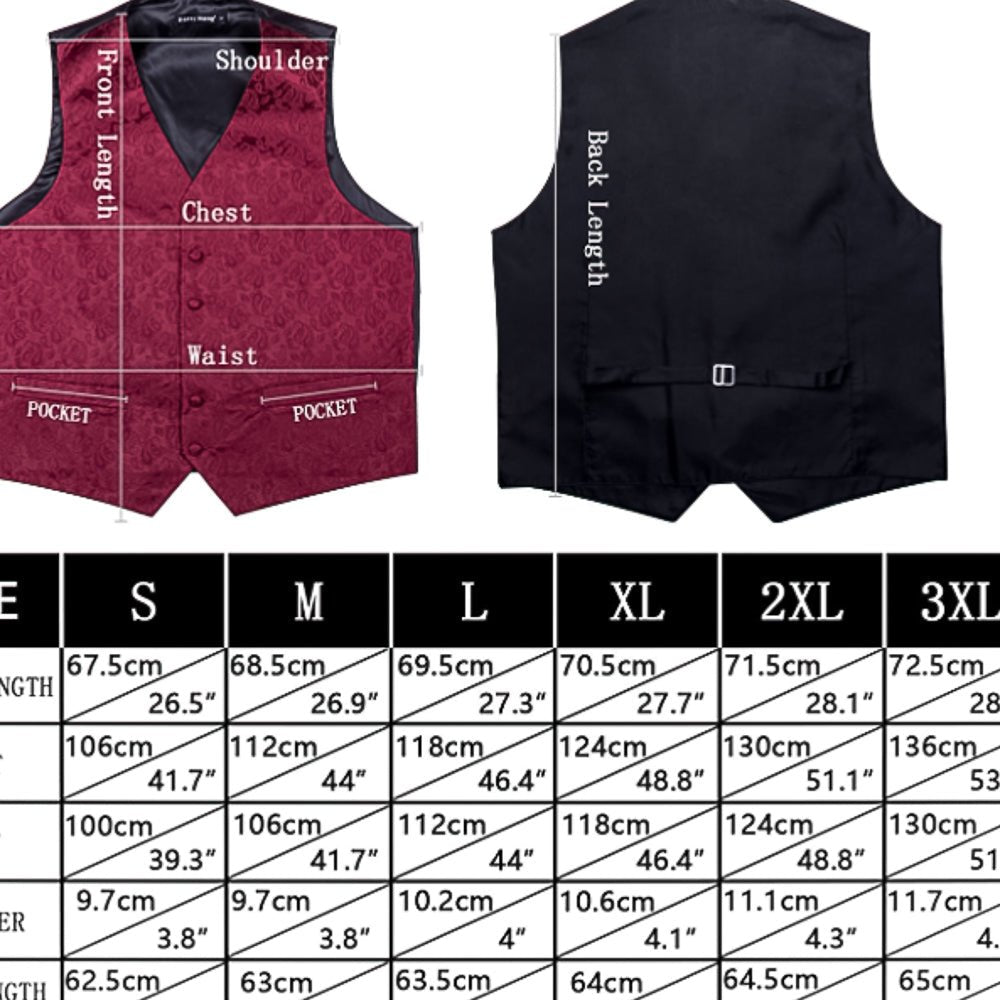 Blue Silk Waistcoat Vest Handkerchief Cufflinks Tie Set- Mj-2024 - SimonVon Shop