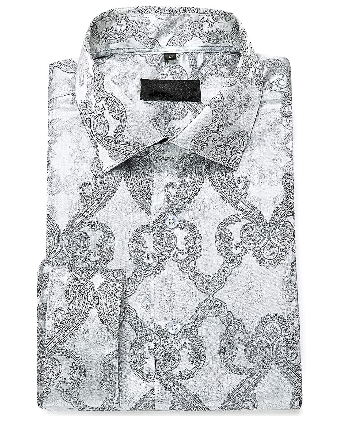 Bright Grey Paisley Casual Shirts. CY-0021 - SimonVon Shop
