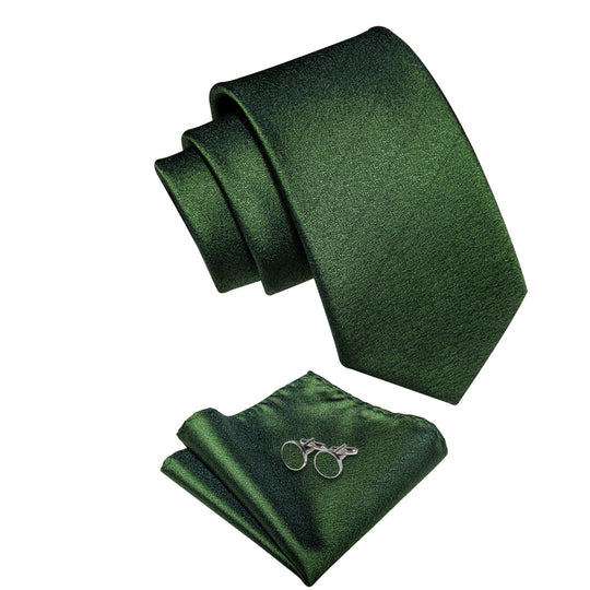 BROWN GREEN SOLID MEN'S TIE POCKET SQUARE HANDKERCHIEF SET-N-9533 - SimonVon Shop