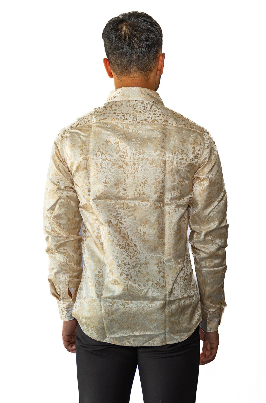 Champagne Floral Silk Men's Shirt-CY-0053 - SimonVon Shop