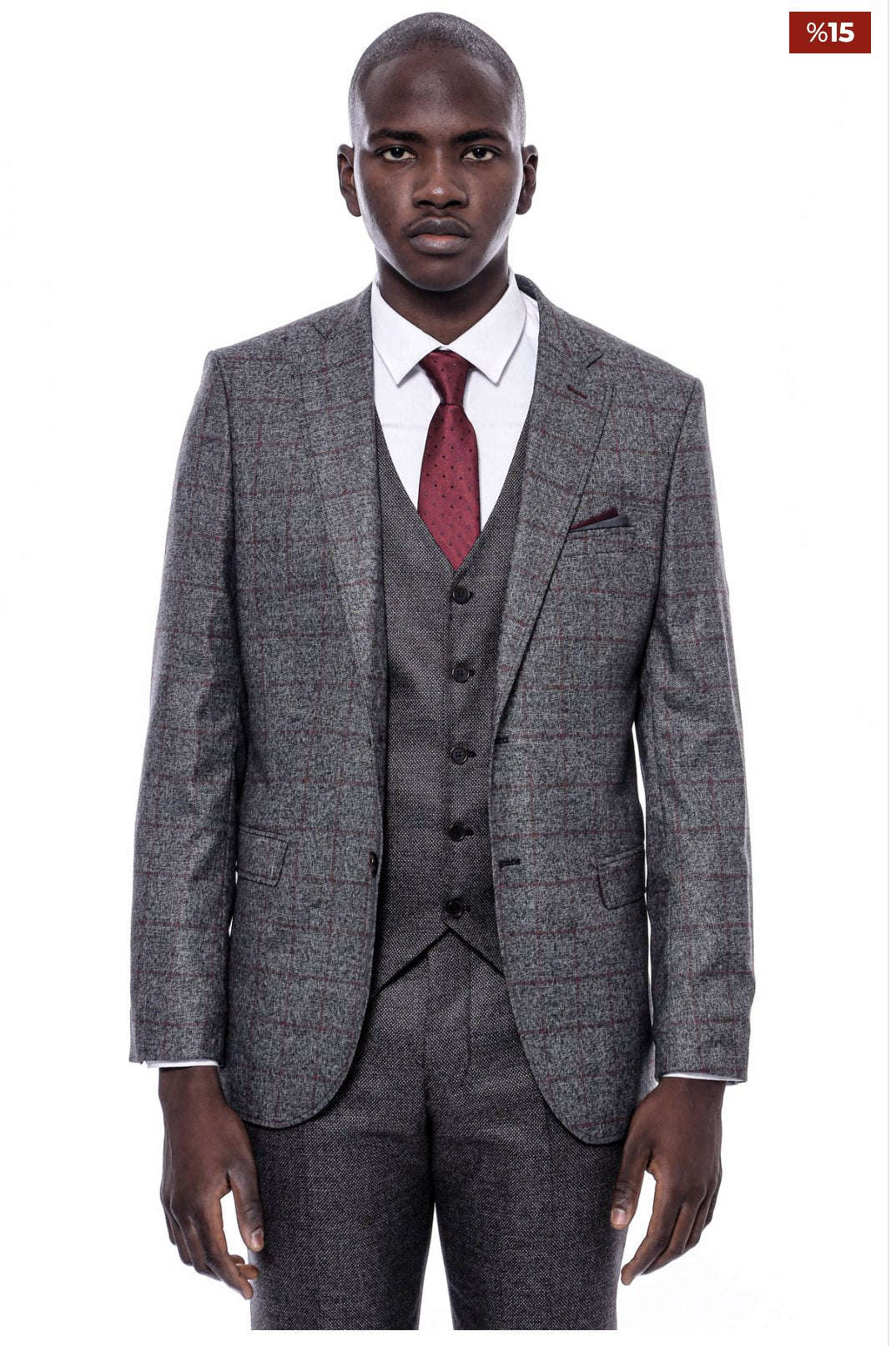 Checked Dark Grey Suit - SimonVon Shop