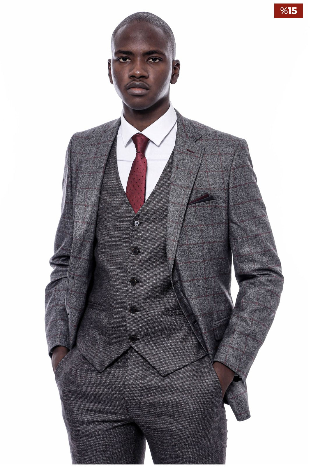 Checked Dark Grey Suit - SimonVon Shop