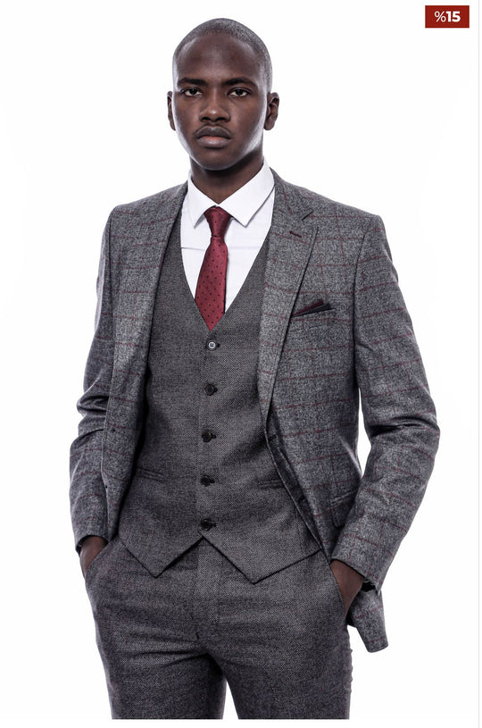 Checked Dark Grey Suit - SimonVon Shop