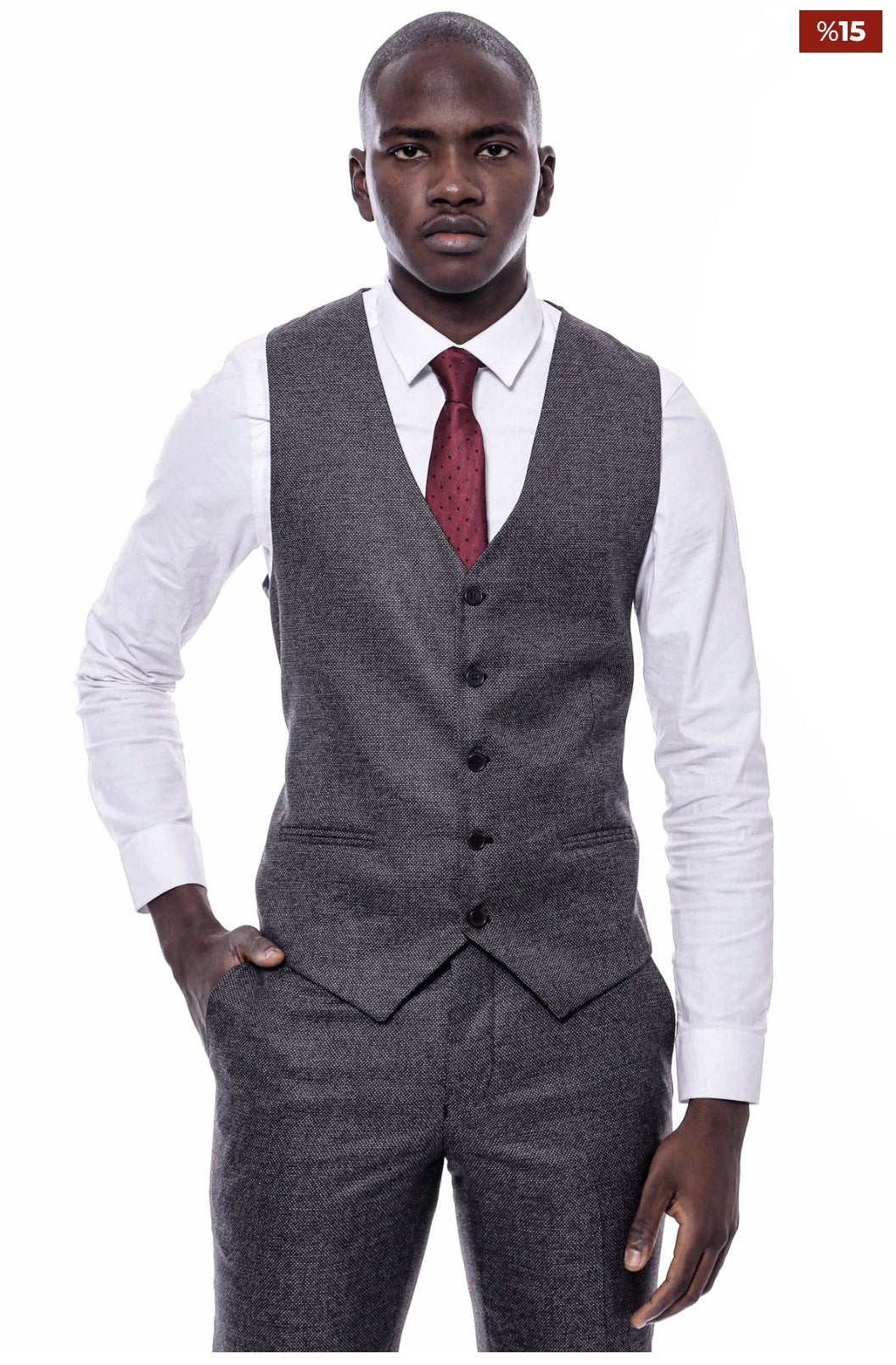 Checked Dark Grey Suit - SimonVon Shop