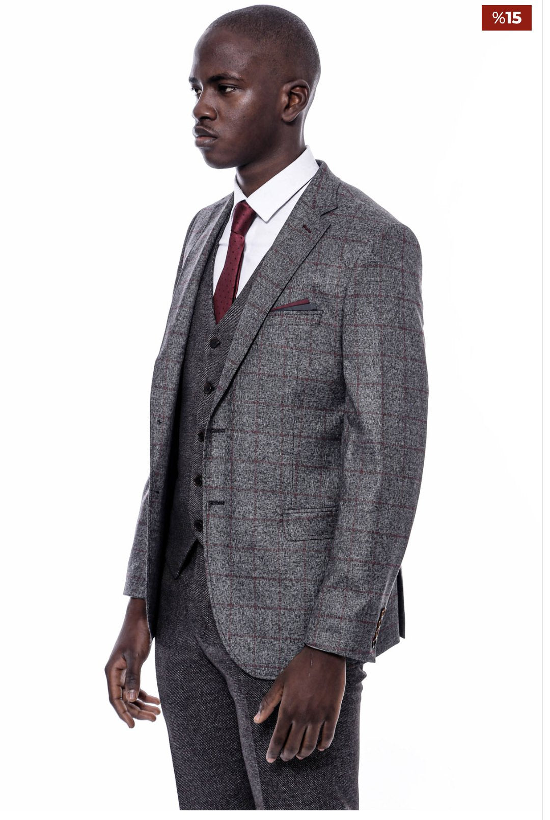 Checked Dark Grey Suit - SimonVon Shop