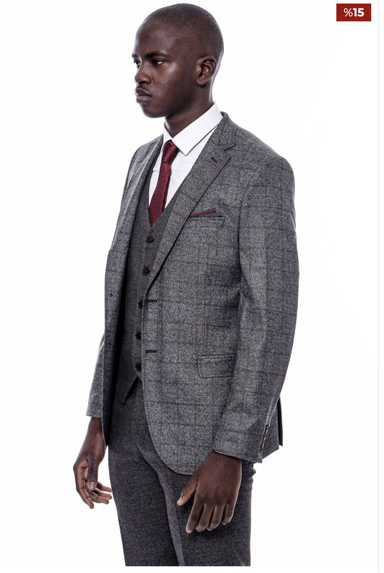 Checked Dark Grey Suit - SimonVon Shop