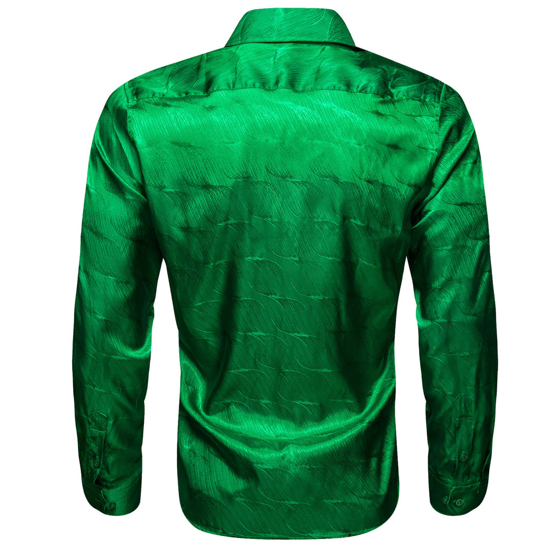 Cobalt Green Ripple Silk Men's Shirt-CY-0680 - SimonVon Shop
