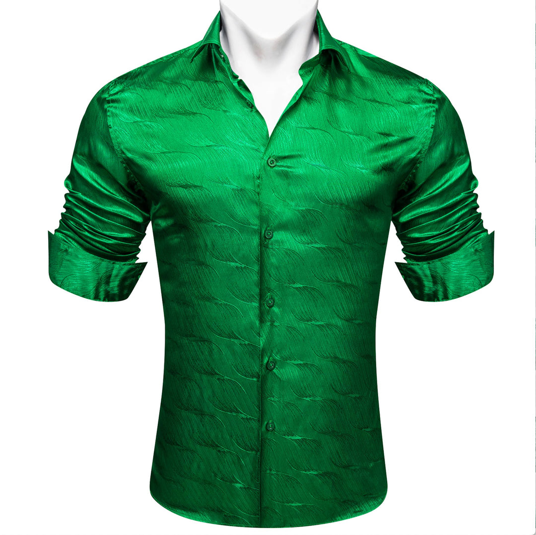 Cobalt Green Ripple Silk Men's Shirt-CY-0680 - SimonVon Shop