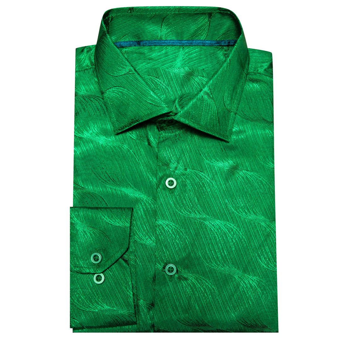Cobalt Green Ripple Silk Men's Shirt-CY-0680 - SimonVon Shop