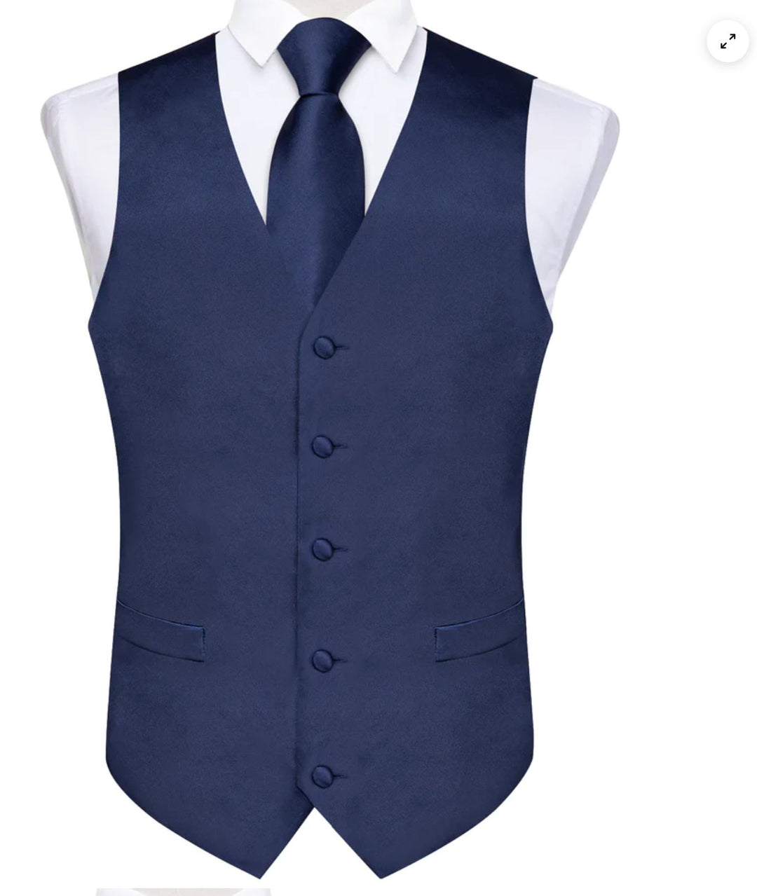 DARK BLUE SOLID SATIN WAISTCOAT VEST TIE HANDKERCHIEF CUFFLINKS SET-MD-0317 - SimonVon Shop