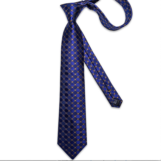 DarkSlateBlue Men's Tie Peru Polka Dots Pocket Square Cufflinks Set-N-8400 - SimonVon Shop