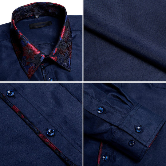 Deep Blue Red Stitching Shirt- CY-1205 - SimonVon Shop