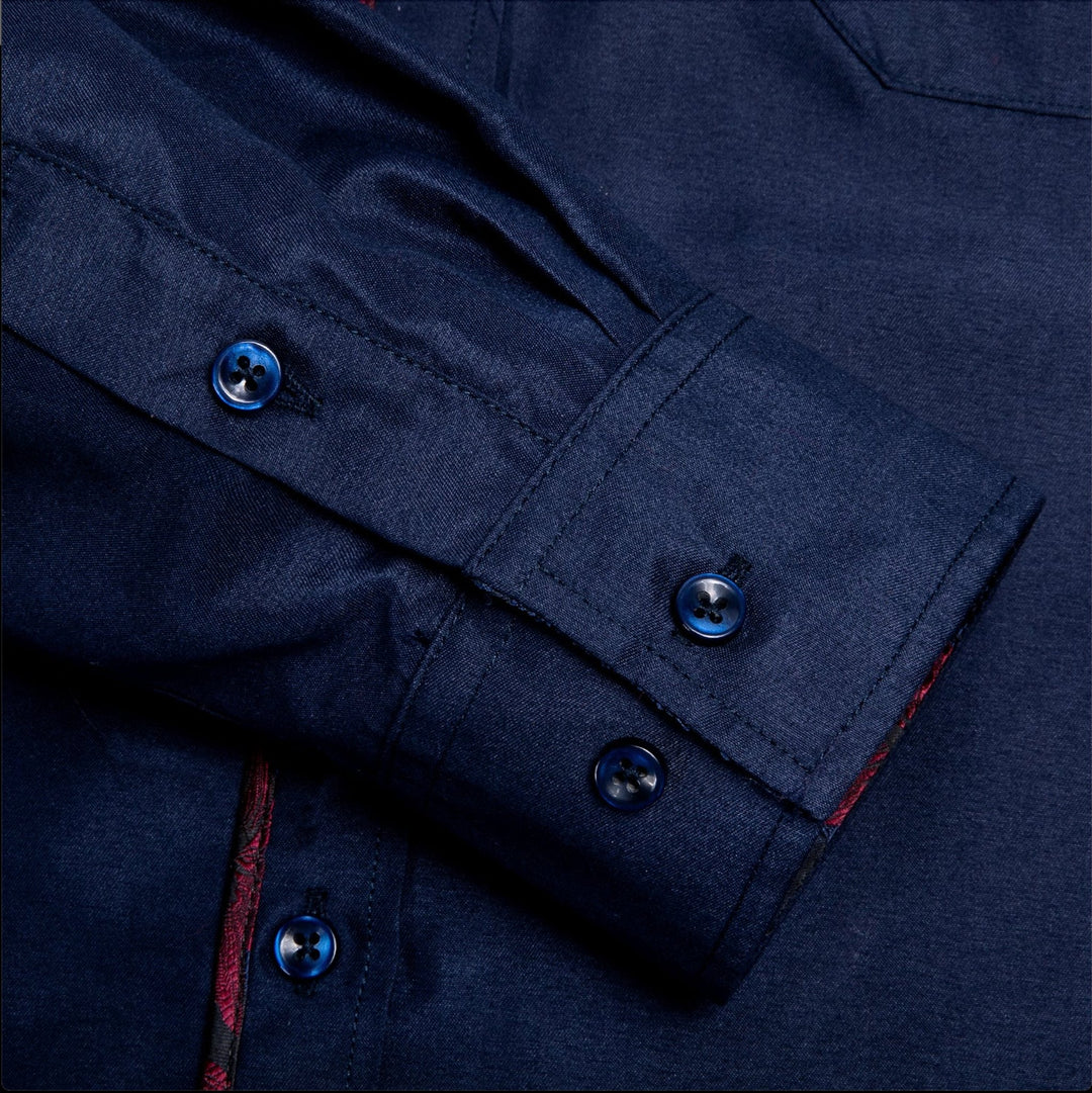 Deep Blue Red Stitching Shirt- CY-1205 - SimonVon Shop