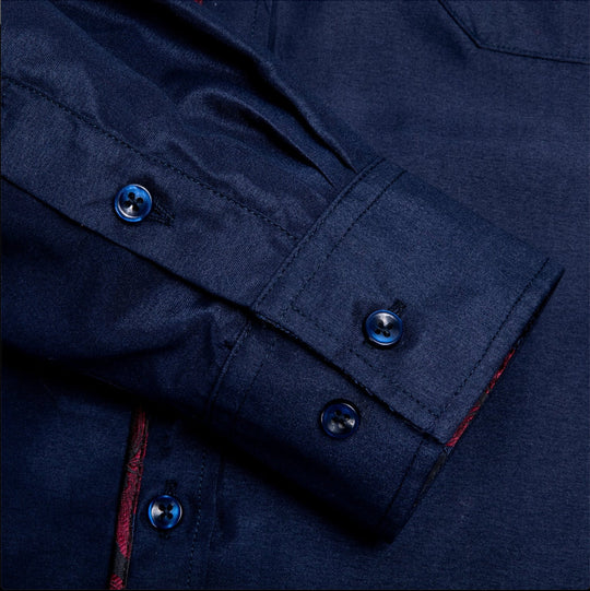 Deep Blue Red Stitching Shirt- CY-1205 - SimonVon Shop