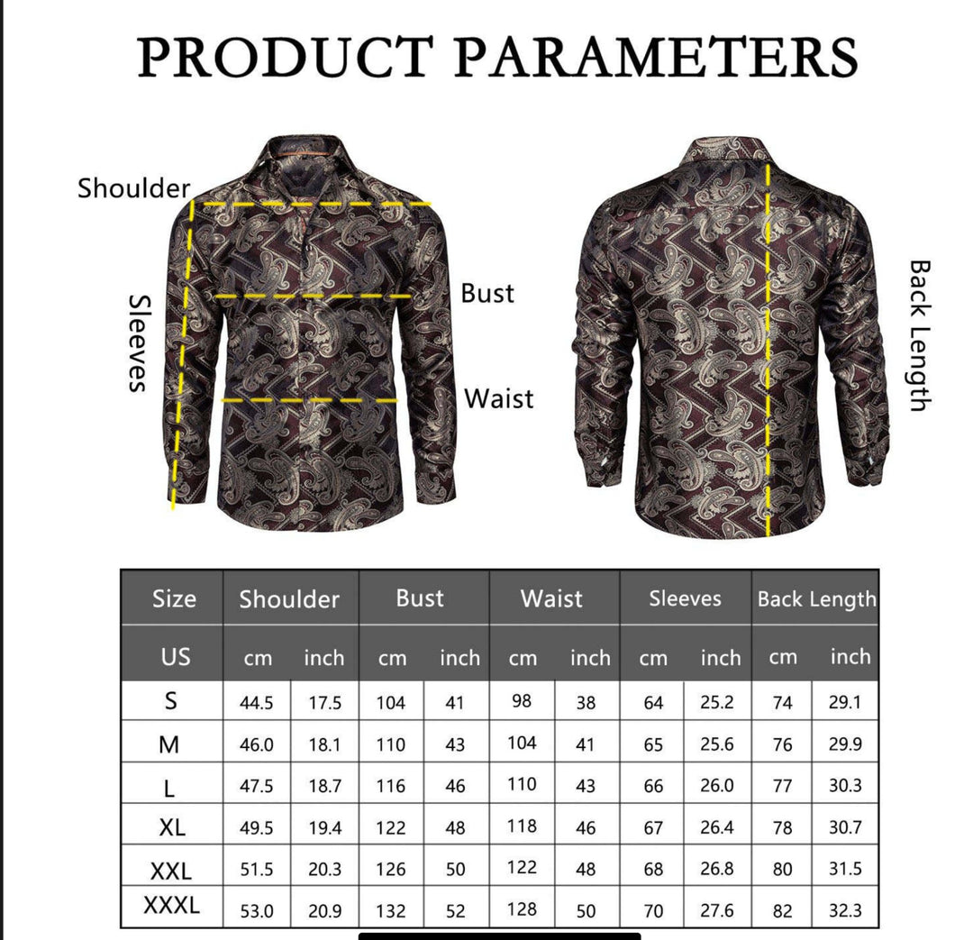 Gold Blue Floral Silk Mens Shirts. CY-0052 - SimonVon Shop