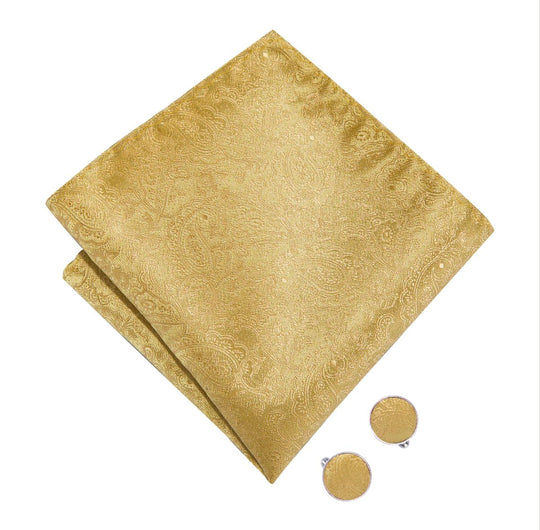 Gold Paisley Pre-tied Bow Tie Hanky Cufflinks Pin Set- LH-0512 - SimonVon Shop