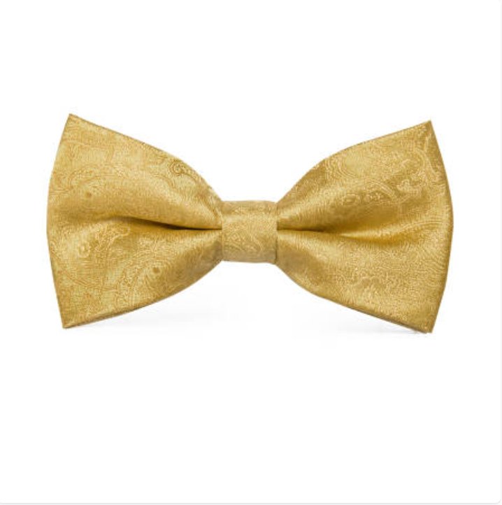 Gold Paisley Pre-tied Bow Tie Hanky Cufflinks Pin Set- LH-0512 - SimonVon Shop