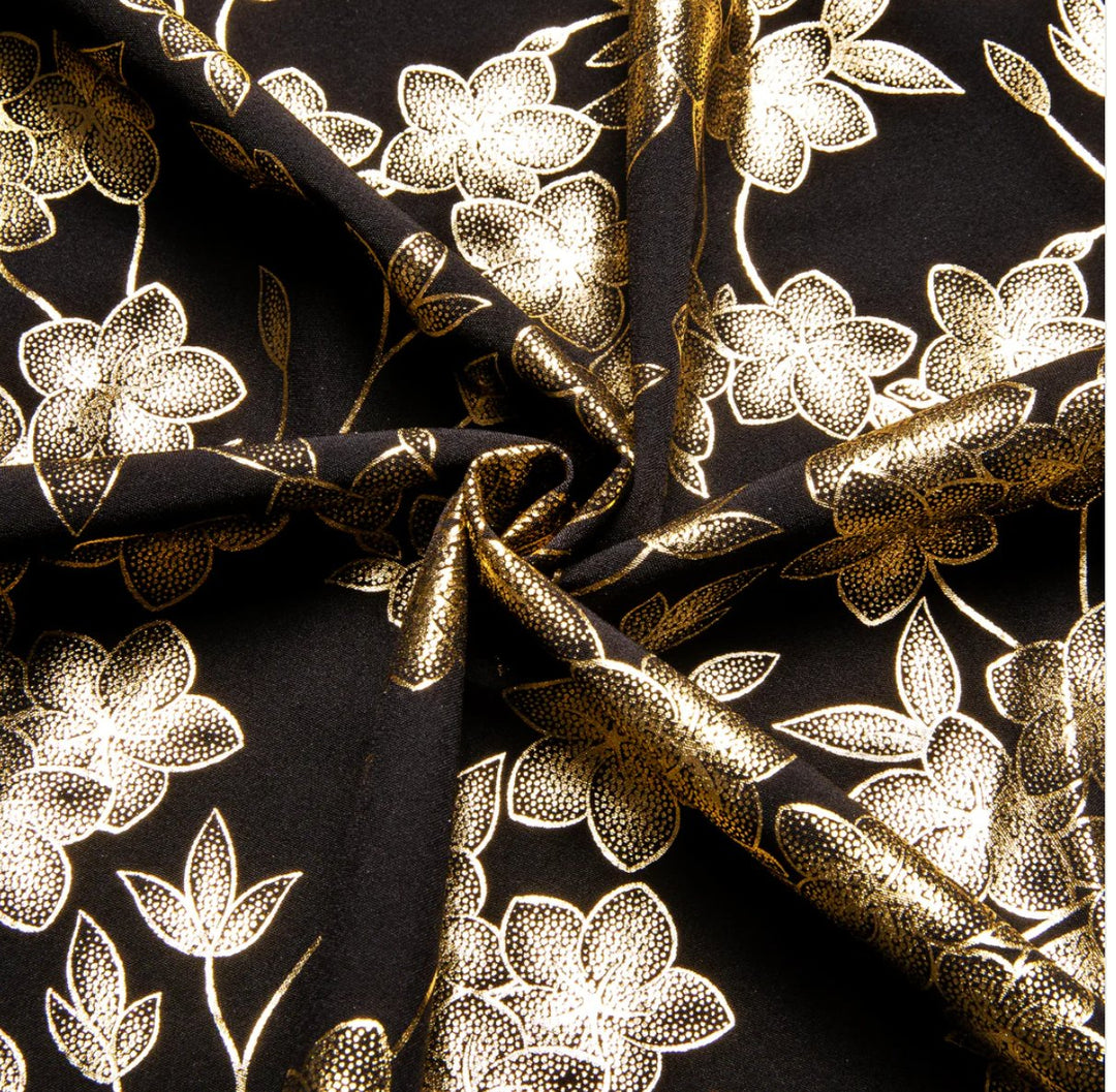 Golden Black Flower Men's Shirt-CY-1049 - SimonVon Shop