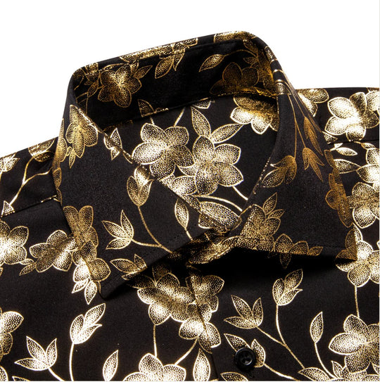 Golden Black Flower Men's Shirt-CY-1049 - SimonVon Shop