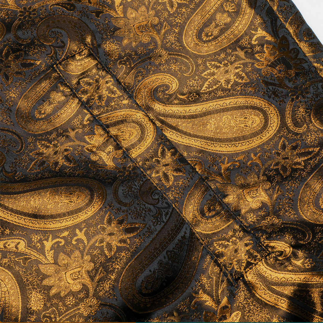 Golden Black Paisley Men's Lightweight Zip Jacket Casual-JK-2008 - SimonVon Shop