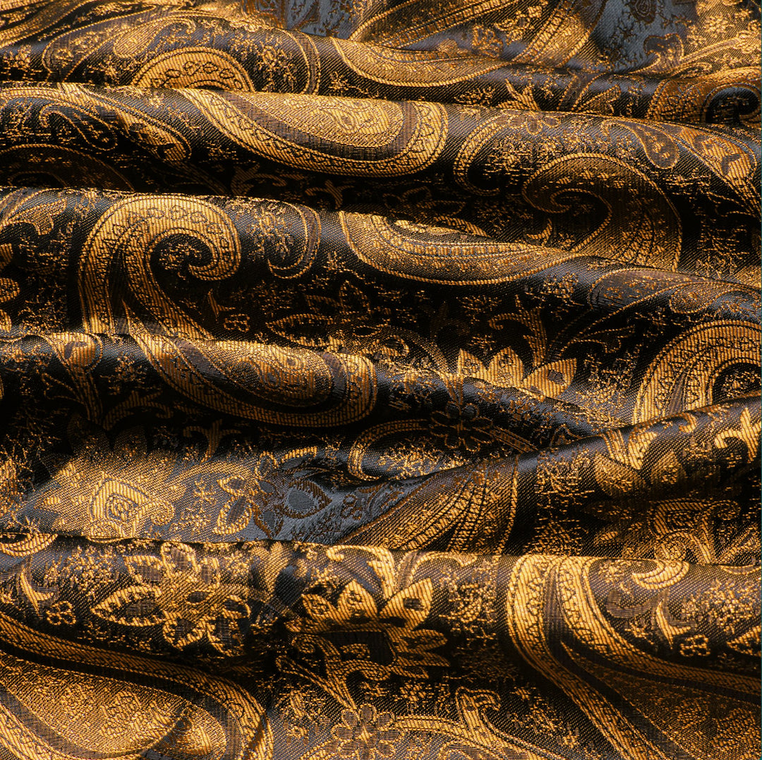 Golden Black Paisley Men's Lightweight Zip Jacket Casual-JK-2008 - SimonVon Shop