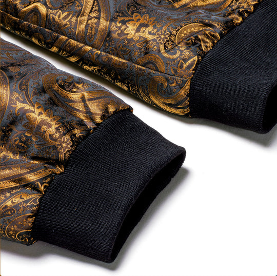 Golden Black Paisley Men's Lightweight Zip Jacket Casual-JK-2008 - SimonVon Shop