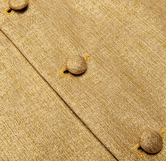 Golden Solid Jacquard Silk Men's 4pc Waistcoat Vest Necktie Pocket Square Cufflinks Set- MJ-0122 - SimonVon Shop