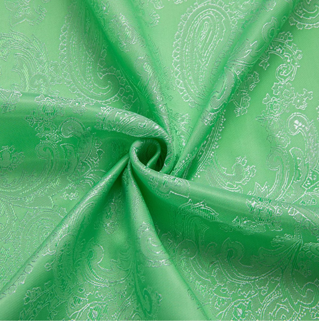 Grass Green Paisley Silk Men's Short Sleeve Shirt-CY-1463 - SimonVon Shop