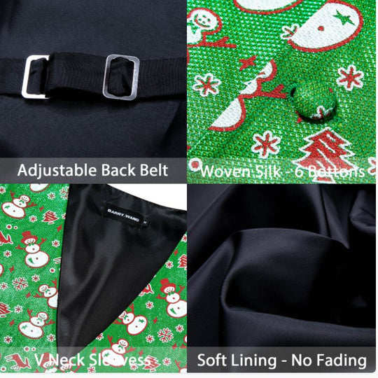 GREEN CHRISTMAS SILK WAISTCOAT VEST BOWTIE VEST SUIT SET-MJ-2055 - SimonVon Shop