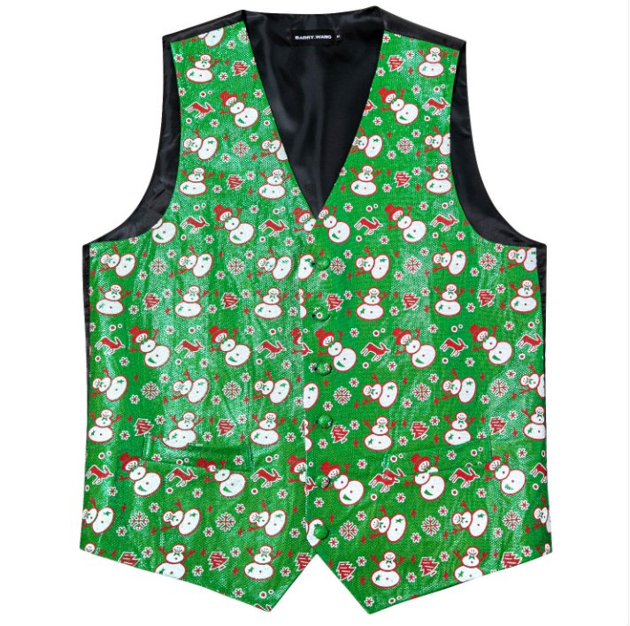 GREEN CHRISTMAS SILK WAISTCOAT VEST BOWTIE VEST SUIT SET-MJ-2055 - SimonVon Shop
