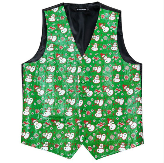 GREEN CHRISTMAS SILK WAISTCOAT VEST BOWTIE VEST SUIT SET-MJ-2055 - SimonVon Shop