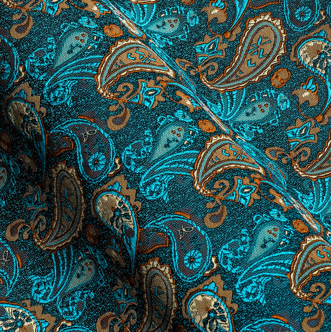 Green Orange Peacock Paisley Men's Shirt- CY-0434 - SimonVon Shop