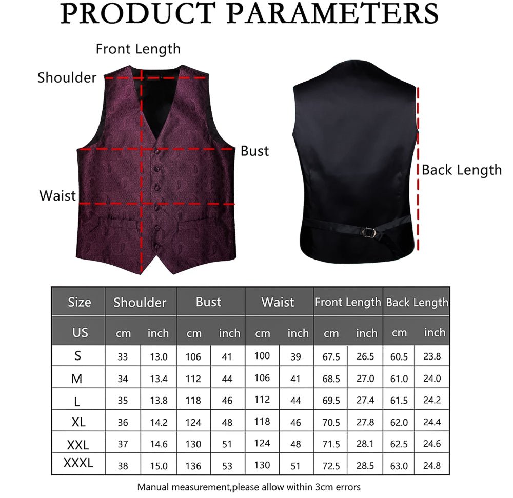 Grey Plaid Silk Men's Vest Hanky Cufflinks Tie Set Waistcoat Suit Set- MJ-2524 - SimonVon Shop