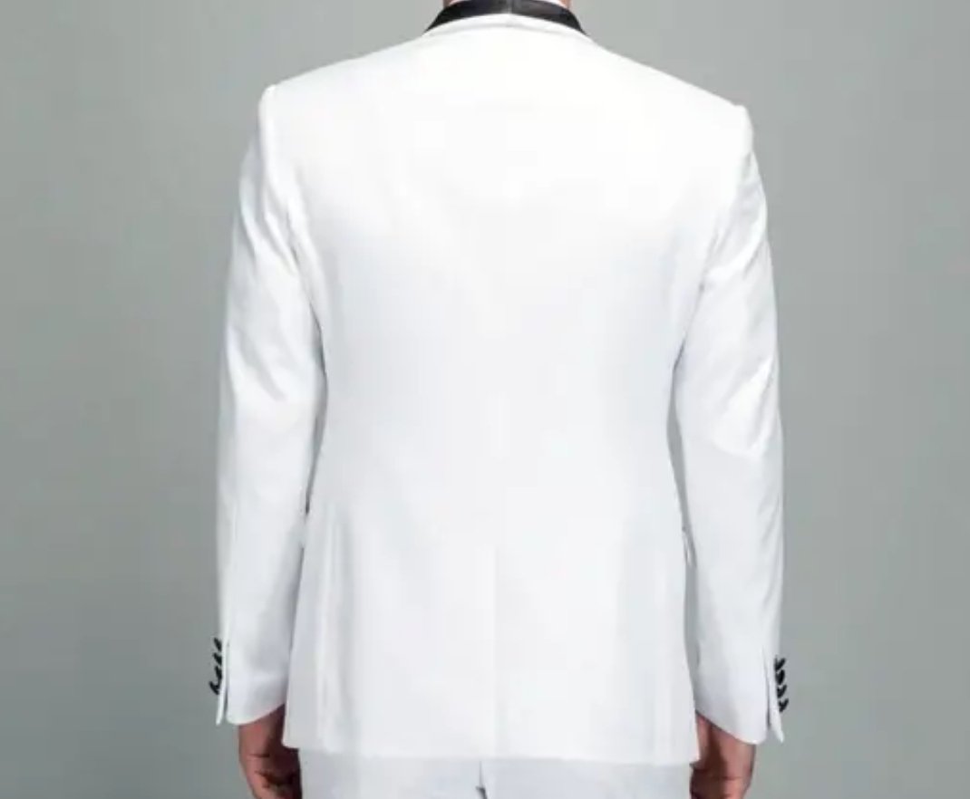 Impeccable Mens White Blazer - Stylish One-Button Shawl Collar Suit Jacket- KX87544 - SimonVon Shop