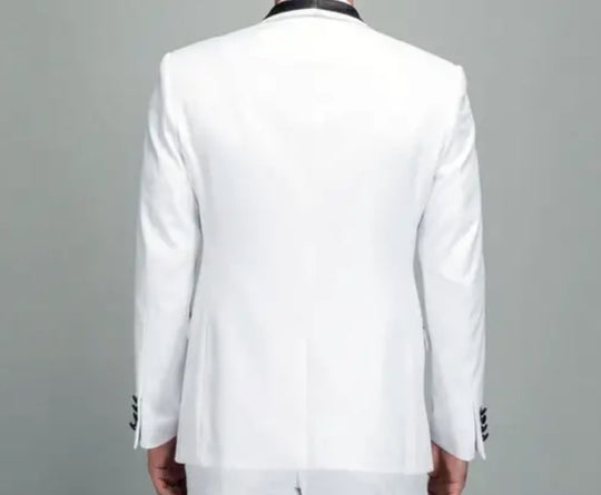 Impeccable Mens White Blazer - Stylish One-Button Shawl Collar Suit Jacket- KX87544 - SimonVon Shop