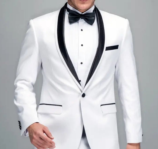 Impeccable Mens White Blazer - Stylish One-Button Shawl Collar Suit Jacket- KX87544 - SimonVon Shop