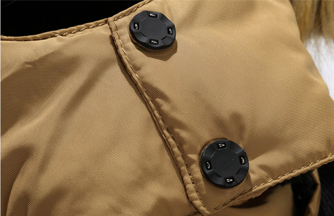 Khaki Mens Hooded Down Coat Winter Warm Ultra Light Down Jacket - SimonVon Shop