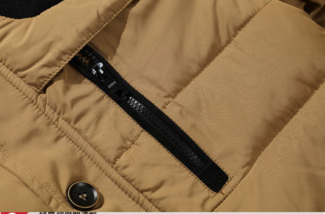 Khaki Mens Hooded Down Coat Winter Warm Ultra Light Down Jacket - SimonVon Shop