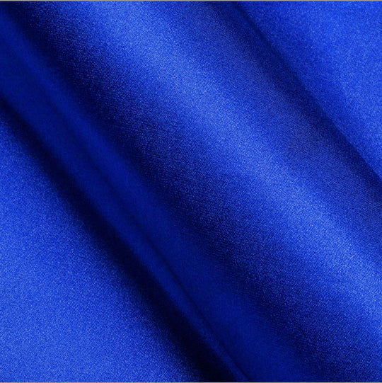 Klein Blue Solid Satin Silk Men's Long Sleeve Dress Shirt- CY-0539 - SimonVon Shop