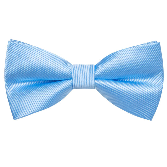 Light Blue Striped Pre-tied Bow Tie Hanky Cufflinks Set-LH-2514 - SimonVon Shop
