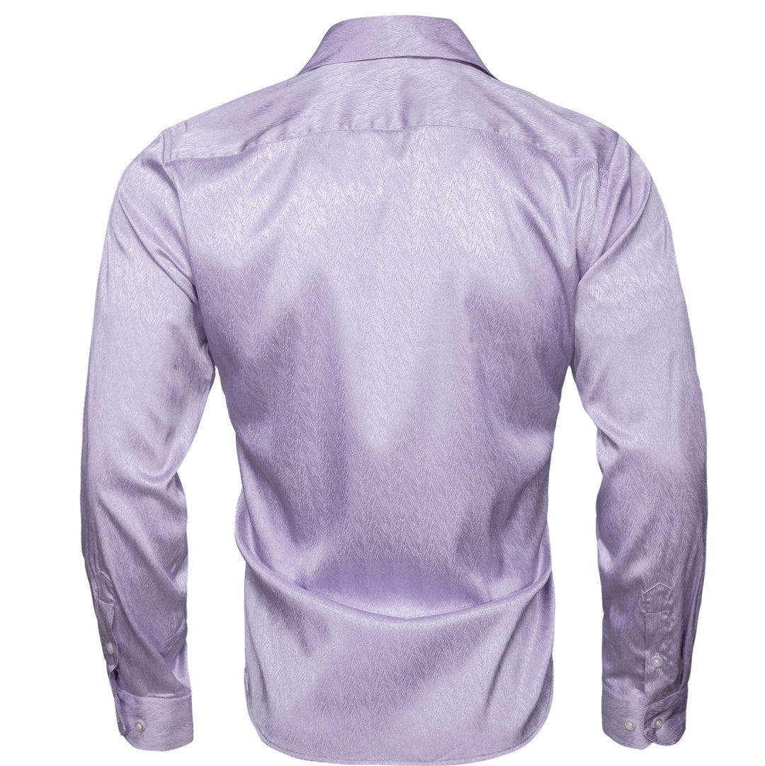 Lilac Purple Solid Silk Men's Long Sleeve Dress Shirt-CY-0552 - SimonVon Shop