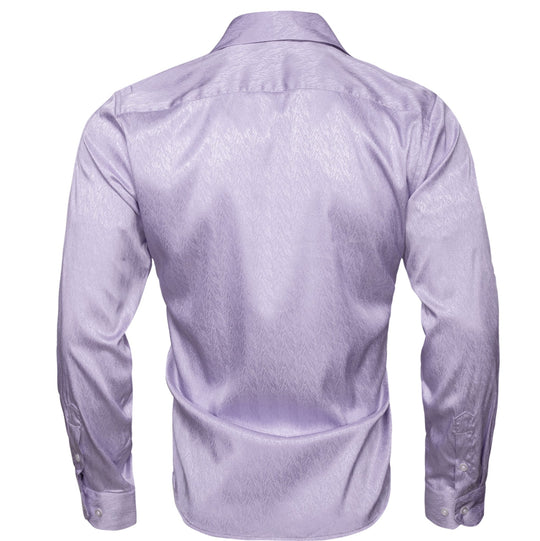 Lilac Purple Solid Silk Men's Long Sleeve Dress Shirt-CY-0552 - SimonVon Shop