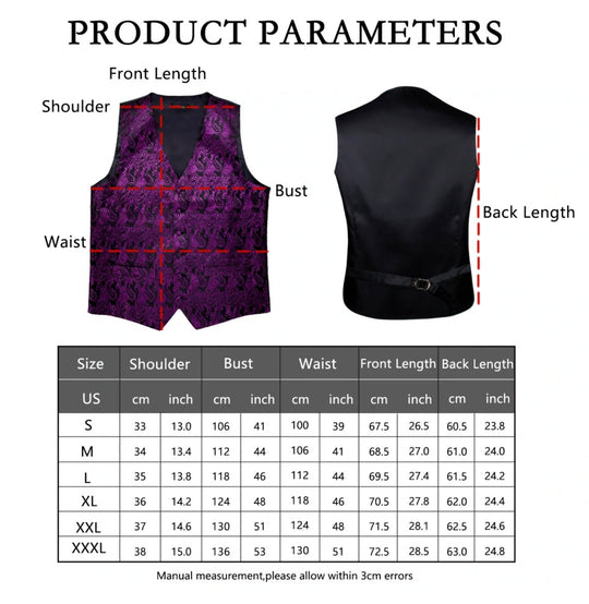 Luxury Black Marron Paisley Silk Men's Vest Bow Tie Hanky Cufflinks Set.MJ-2072 - SimonVon Shop
