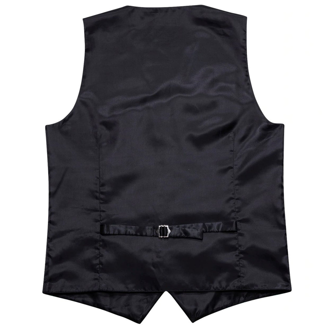 Luxury Men's Blue Paisley Silk Vest Necktie Pocket square Cufflinks.MJ-2052 - SimonVon Shop