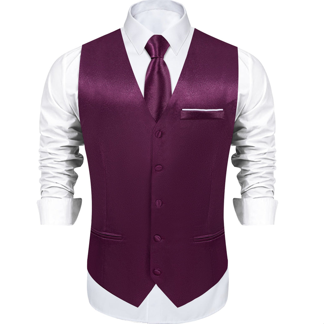 Luxury Purple Solid Satin Waistcoat Vest Set-MJ-0648 - SimonVon Shop