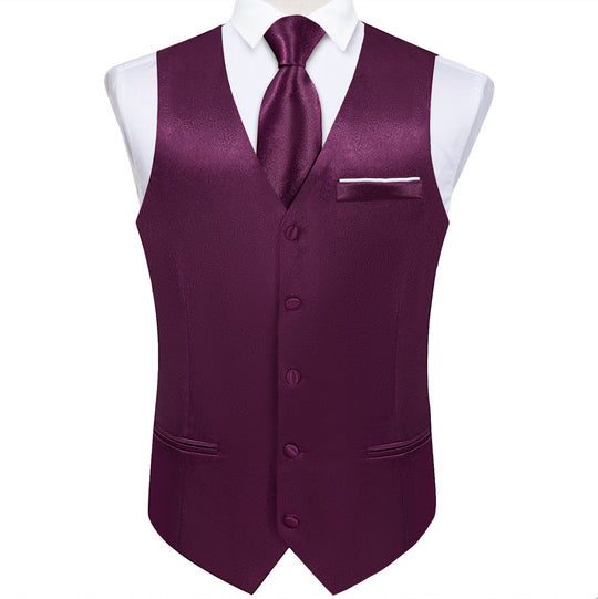 Luxury Purple Solid Satin Waistcoat Vest Set-MJ-0648 - SimonVon Shop