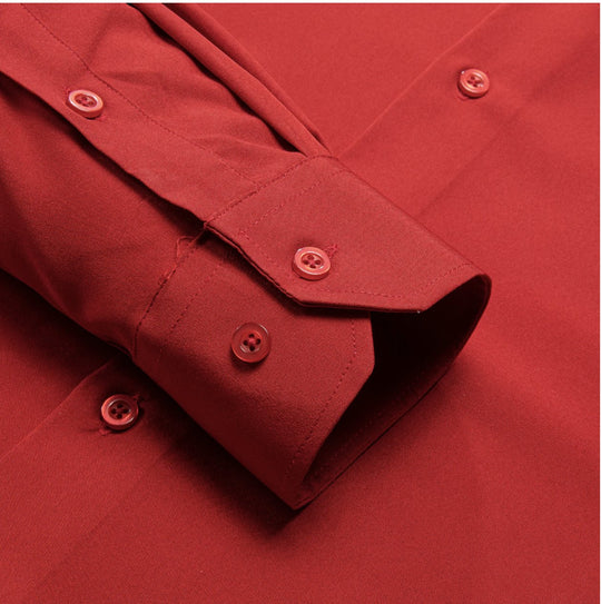 Luxury Red Solid Men's Long Sleeve Dress Shirt-CY-1656 - SimonVon Shop